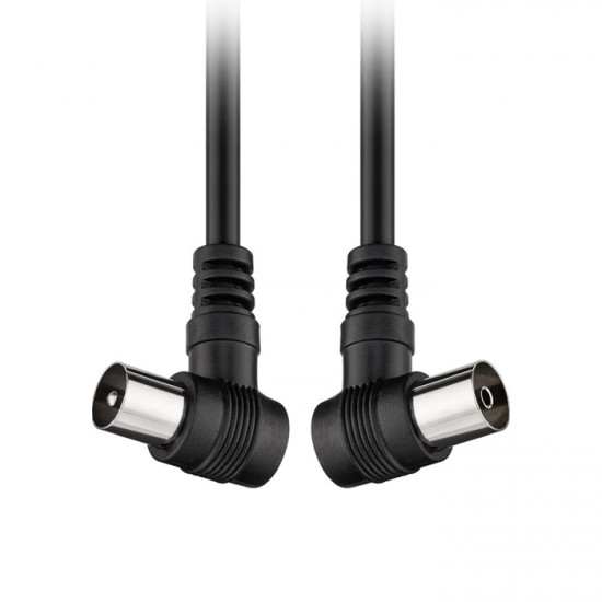 GOOBAY 11526 ANGLED ANTENNA CABLE Καλώδιο κεραίας RF αρσ. - RF θηλ., υπό γωνία 90°, 2.5m σε μαύρο χρώμα. - GOOBAY