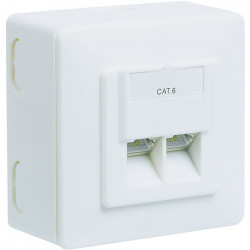 GOOBAY 68244 Πρίζα τοίχου εξωτερική  CAT 6 λευκού χρώματος για 2x RJ45. - GOOBAY