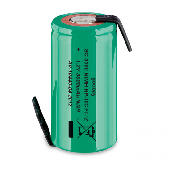 GOOBAY 72808 Επαναφορτιζόμενη μπαταρία 1.2V 3000mAh Sub-C Ni-MH με λαμάκια. - GOOBAY