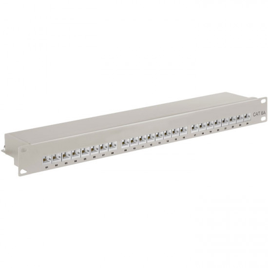 GOOBAY 90855 Patch panel κατηγορίας CAT 6A STP, 24 θυρών σε γκρι χρώμα. - GOOBAY