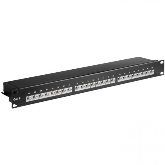 GOOBAY 93048 Patch panel κατηγορίας CAT 6 STP, 24 θυρών σε μαύρο χρώμα. - GOOBAY