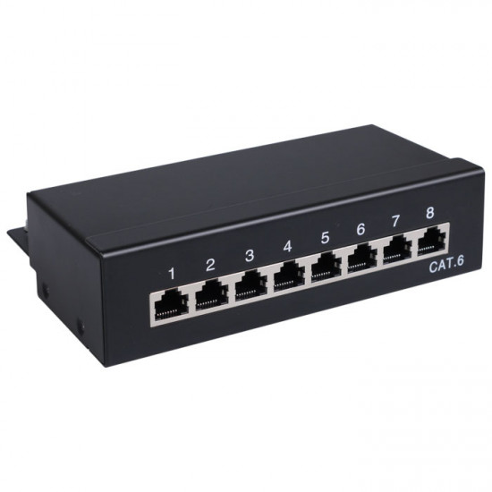 GOOBAY 96105 Patch panel κατηγορίας CAT 6 STP, 8 θυρών σε μαύρο χρώμα. - GOOBAY