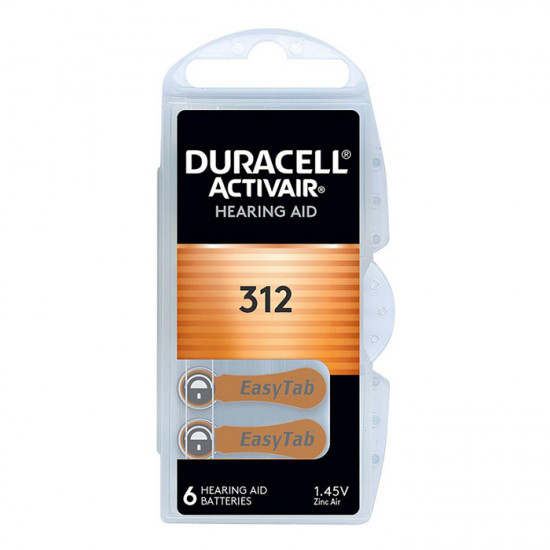 DURACELL 312 Μπαταρία ακουστικών βαρηκοΐας Duracell ActivAir 312 1.45V, σε blister 6 μπαταριών. - DURACELL