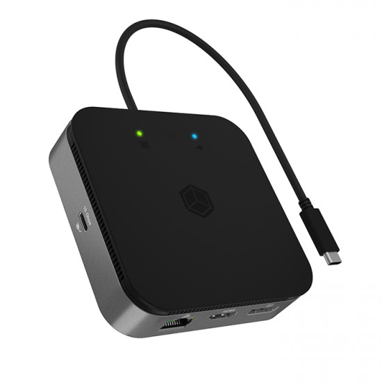 ICY BOX IB-DK408-C41 Σταθμός σύνδεσης 7 θυρών με πολλαπλές λειτουργίες και με ενσωματωμένο καλώδιο USB4 Gen 3x2 Type-C. - ICY BOX