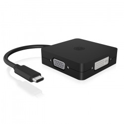 ICY BOX IB-DK1104-C Σταθμός σύνδεσης από USB Type-C σε DisplayPort, HDMI, DVI-D ή VGA, με ενσωματωμένο καλώδιο 0.15m. - ICY BOX