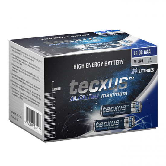 23817 /24ΤΕΜ Αλκαλικές μπαταρίες - alkaline maximum 1.5V AAA σε συσκευασία 24 μπαταριών - TECXUS