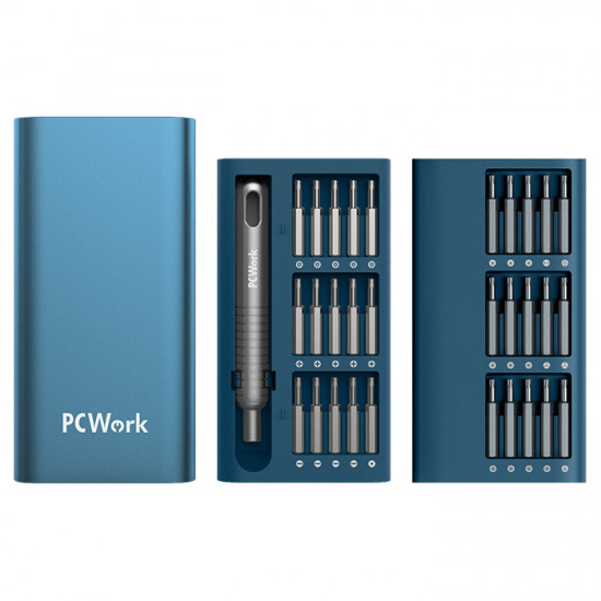 PCWork PCW08A Σετ κατσαβίδι ακριβείας με 30 ανταλλακτικές μύτες και μαγνητική θήκη μεταφοράς. - PCWork