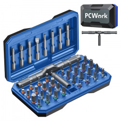 PCWork PCW08K Σετ καστάνιας ακριβείας με 40 ανταλλακτικές μύτες, εργονομική λαβή και μαγνητική θήκη μεταφοράς. - PCWork