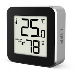 LiFE ALU MINI Ψηφιακό θερμόμετρο και υγρόμετρο εσωτερικού χώρου, με πλαίσιο αλουμινίου σε ασημί χρώμα. - LiFE