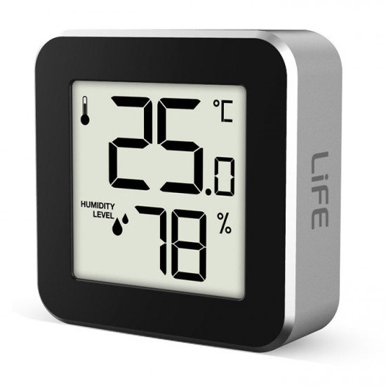LiFE ALU MINI Ψηφιακό θερμόμετρο και υγρόμετρο εσωτερικού χώρου, με πλαίσιο αλουμινίου σε ασημί χρώμα. - LiFE