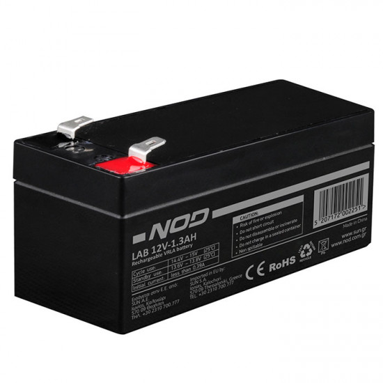 NOD LAB 12V1.3AH Μπαταρία μολύβδου 12V-1.3AH. - NOD