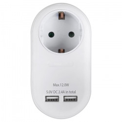 SONORA PAW100-2USB24 Ανταπτόρας με pass-through και 2 θύρες φόρτισης USB (2.4Α). - SONORA