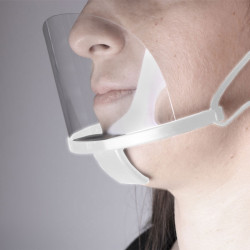 WHITE PLASTIC MULTI-PURPOSE FACE MASK Διάφανη πλαστική προστατευτική μάσκα προσώπου πολλαπλών χρήσεων, σε λευκό χρώμα. - OEM