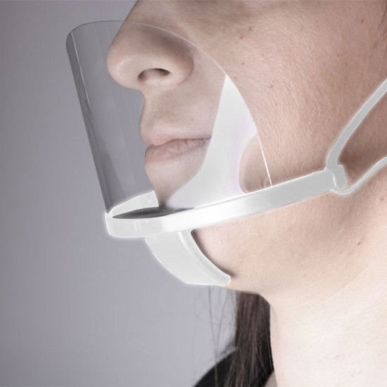 WHITE PLASTIC MULTI-PURPOSE FACE MASK Διάφανη πλαστική προστατευτική μάσκα προσώπου πολλαπλών χρήσεων, σε λευκό χρώμα. - OEM