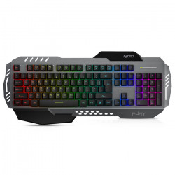 NOD FURY Ενσύρματο gaming πληκτρολόγιο, με RGB LED οπίσθιο φωτισμό, επιφάνεια από αλουμίνιο και palm rest. - NOD