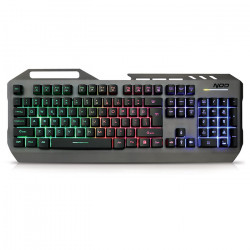 NOD DEFENDER Ενσύρματο gaming πληκτρολόγιο, με RGB LED οπίσθιο φωτισμό, επιφάνεια από gun metal αλουμίνιο και ενσωματωμένη βάση στήριξης για το smartphone. - NOD