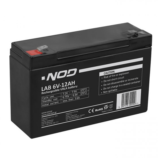 NOD LAB 6V12AH Μπαταρία μολύβδου 6V-12AH. - NOD