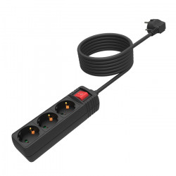 SONORA PSB301-3M Πολύπριζο 3 θέσεων με διακόπτη ON/OFF και καλώδιο 3m σε μαύρο χρώμα. - SONORA