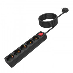 SONORA PSB501-3M Πολύπριζο 5 θέσεων με διακόπτη ON/OFF και καλώδιο 3m σε μαύρο χρώμα. - SONORA