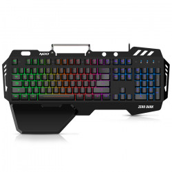 NOD ZERO DARK Ενσύρματο gaming πληκτρολόγιο με RGB LED οπίσθιο φωτισμό,  μαύρη επιφάνεια από αλουμίνιο, μεγάλο palm rest και βάση στήριξης για το κινητό. - NOD