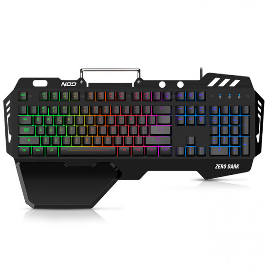 NOD ZERO DARK Ενσύρματο gaming πληκτρολόγιο με RGB LED οπίσθιο φωτισμό,  μαύρη επιφάνεια από αλουμίνιο, μεγάλο palm rest και βάση στήριξης για το κινητό. - NOD