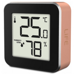 LiFE ALU MINI ROSE GOLD Ψηφιακό θερμόμετρο και υγρόμετρο εσωτερικού χώρου, σε rose gold χρώμα με πλαίσιο αλουμινίου. - LiFE