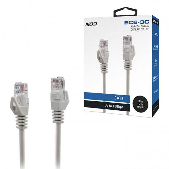 NOD EC6-3C Καλώδιο δικτύου CAT6, U/UTP, 3m. - NOD