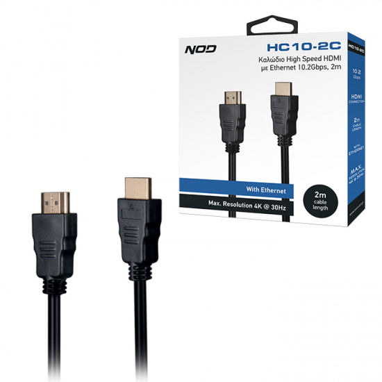 NOD HC10-2C Καλώδιο High Speed HDMI με Ethernet 10.2Gbps, HDMI αρσ. - HDMI αρσ. 2m. - NOD