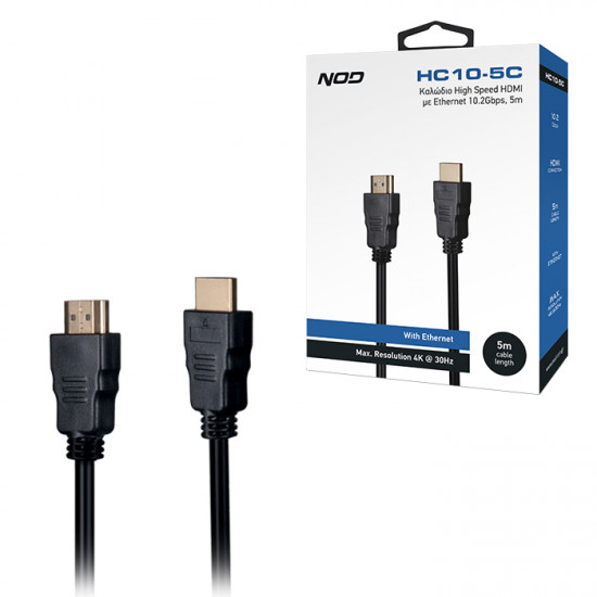 NOD HC10-5C Καλώδιο High Speed HDMI με Ethernet 10.2Gbps, HDMI αρσ. - HDMI αρσ., 5m. - NOD