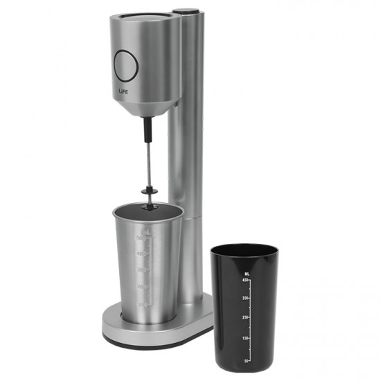 LiFE LA REINE Silver Matt Series Φραπεδιέρα με 1 inox + 1 πλαστικό ποτήρι και πλήκτρο push, σε ασημί χρώμα, 100W. - LiFE
