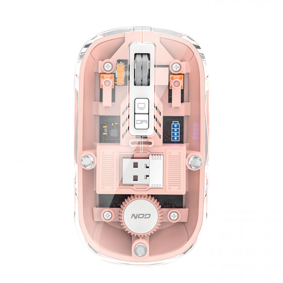 NOD CYBERPINK Επαναφορτιζόμενο ασύρματο οπτικό ποντίκι, 1600DPI - NOD