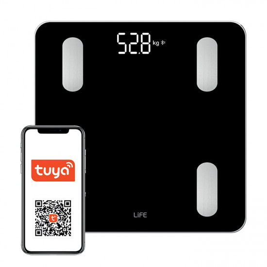 LiFE WORKOUT SMART WIFI Wi-Fi TUYA Smart γυάλινη ψηφιακή ζυγαριά μπάνιου - LiFE