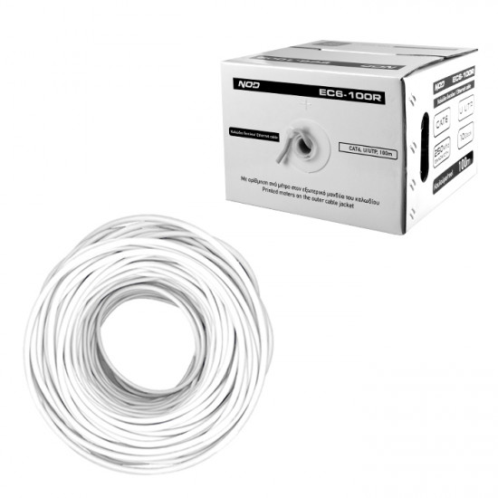 NOD EC6-100R Καλώδιο δικτύου CAT6 U/UTP, σε κουλούρα 100m, με Easy Pull Box - NOD
