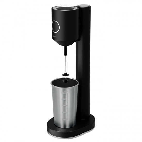 LiFE ROI MAT Flat Black Series Φραπεδιέρα με inox ποτήρι και πλήκτρο push, 100W, σε μαύρο ματ χρώμα. - LiFE