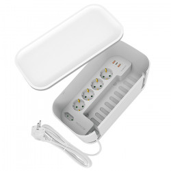 SONORA POWER BOX WHITE Κουτί οργάνωσης καλωδίων με ενσωματωμένο πολύπριζο 5 θέσεων & 3 θύρες USB, σε λευκό χρώμα - SONORA