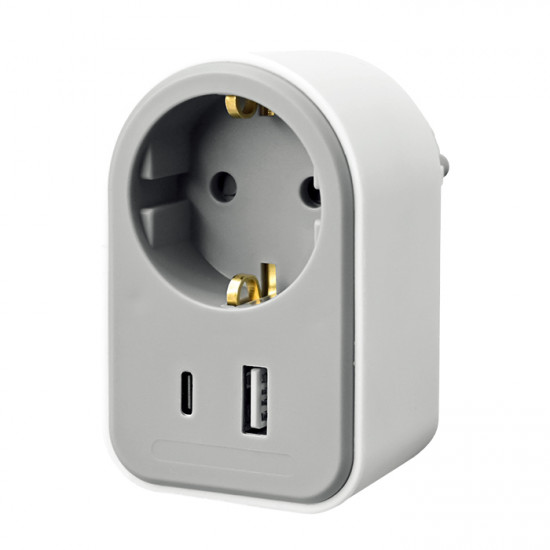 SONORA PAW100 AC20 Αντάπτορας με pass-through και 2 θύρες USB (1 x USB-C & 1 x USB-Α) - SONORA