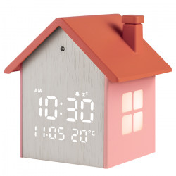 LiFE TINY HOUSE PEACH Ψηφιακό ρολόι / ξυπνητήρι σπιτάκι, με οθόνη LED και φωτάκι νυκτός - LiFE