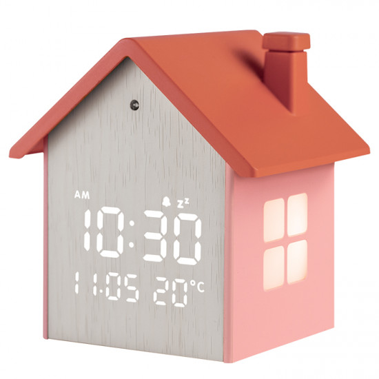 LiFE TINY HOUSE PEACH Ψηφιακό ρολόι / ξυπνητήρι σπιτάκι, με οθόνη LED και φωτάκι νυκτός - LiFE