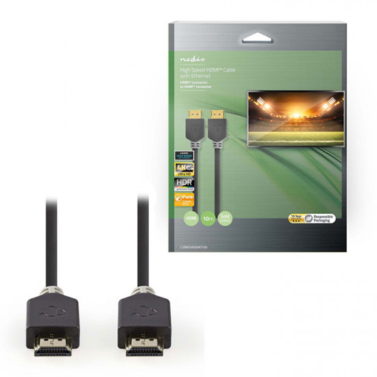 NEDIS CVBW34000AT100 Καλώδιο Premium High Speed HDMI with Ethernet, HDMI αρσ. - HDMI αρσ. 10m. - NEDIS