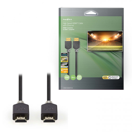 NEDIS CVBW34000AT150 Καλώδιο High Speed HDMI with Ethernet, HDMI αρσ. - HDMI αρσ. 15m. - NEDIS