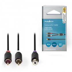 NEDIS CABW24020AT02 Καλώδιου ήχου από 2x RCA αρσ. σε RCA θηλ. 0.20m, σε ανθρακί χρώμα. - NEDIS