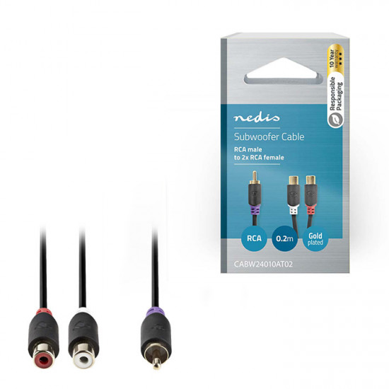 NEDIS CABW24010AT02 Καλώδιο ήχου από RCA αρσ. σε - 2 x RCA θηλ. 0.20m, σε ανθρακί χρώμα. - NEDIS