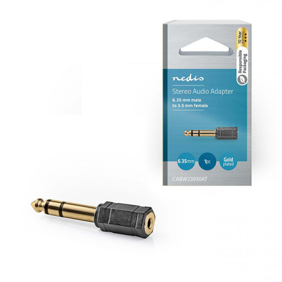 NEDIS CABW23930AT Αντάπτορας 6,35mm Stereo αρσ. - 3,5mm Stereo θηλ. με επίχρυσες επαφές. - NEDIS