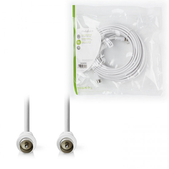 NEDIS CSGP40200WT100 Καλώδιο IEC (Coax) αρσ. - IEC (Coax) αρσ., 10m σε λευκό χρώμα. - NEDIS