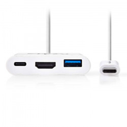 NEDIS CCGP64765WT02 Σταθμός σύνδεσης από USB 3.1 type C αρσ. σε USB A /  USB C / HDMI θηλ., 0.2m. - NEDIS