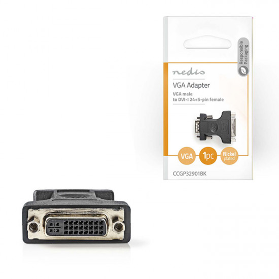 NEDIS CCGP32901BK Αντάπτορας VGA αρσ. - DVI-I 24+5-pin θηλ. - NEDIS