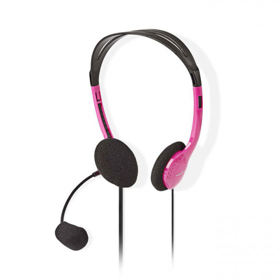 NEDIS CHST100PK Στερεοφωνικό on-ear headset, με σύνδεση 2x3,5mm σε ροζ χρώμα. - NEDIS