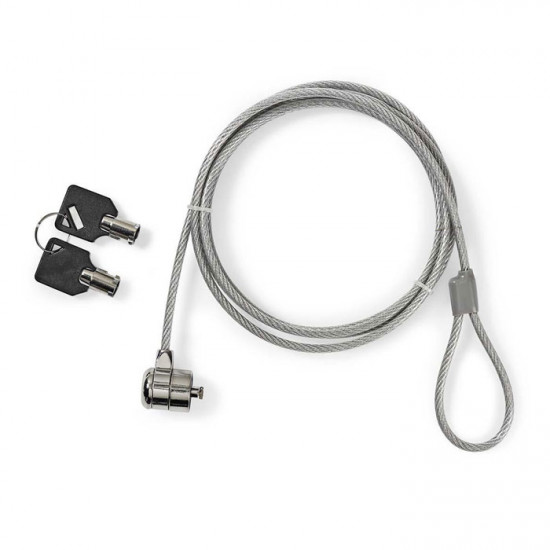 NEDIS NBLKK1002ME Universal κλειδαριά για laptop με κλειδιά, 1,8m. - NEDIS