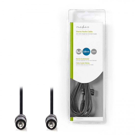 NEDIS CAGB22000BK20 Καλώδιο ήχου 3.5mm αρσ. Stereo - 3.5mm αρσ. Stereo, σε συσκευασία blister, 2.0m. - NEDIS