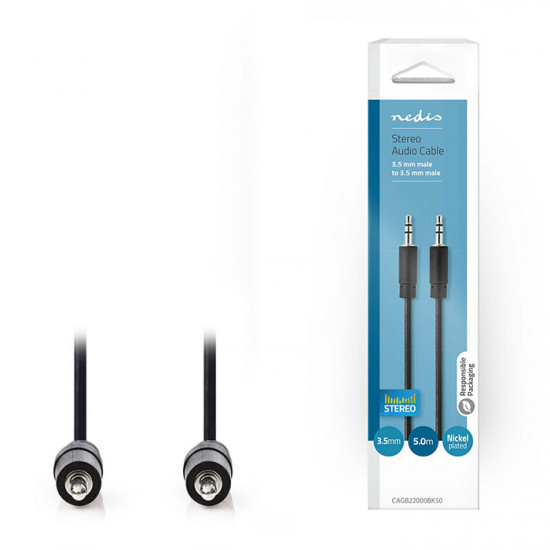 NEDIS CAGB22000BK50 Καλώδιο ήχου 3.5mm αρσ. Stereo - 3.5mm αρσ. Stereo, 5.0m. - NEDIS